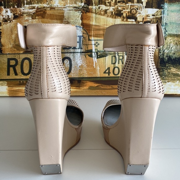 BCBG Maxazria Nude Wedges, gently worn - Picture 2 of 4